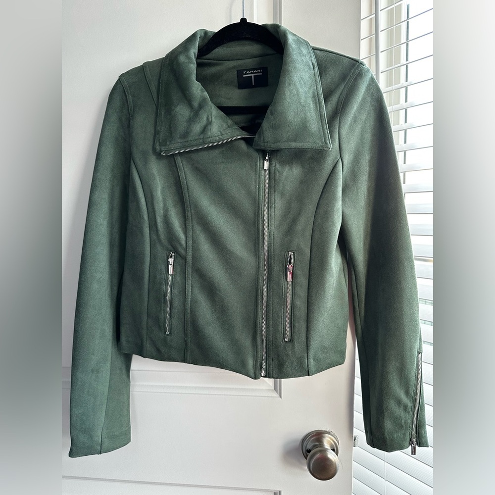Tahari faux leather suede jacket